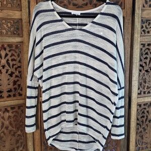 ENTI Navy and White Striped Sweater